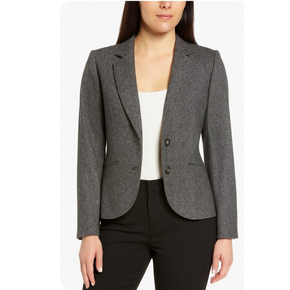 The Villager jacket wool blend gray double button blazer SZ 10 2 button career
